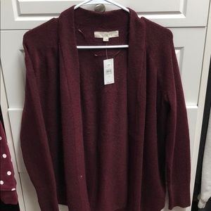 Loft burgundy open cardigan, S, NWT